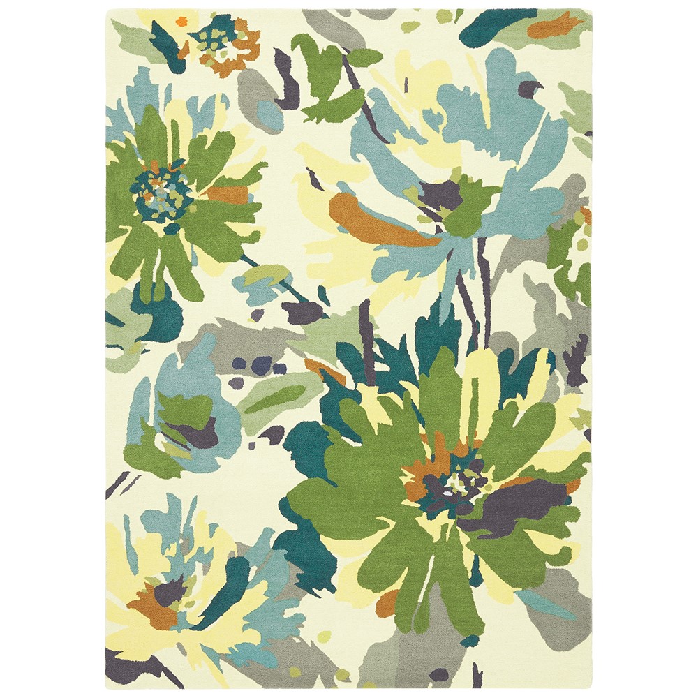 Reef Floral Rugs RF11 in Green and Multicolours